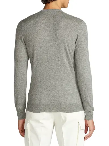 Ralph Lauren Purple Label Men's Purple Label Cashmere Sweater - Classic Light Grey Heather | Thumbnail 5 Ralph Lauren Purple Label Men's Purple Label Cashmere Sweater - Classic Light Grey Heather | Thumbnail 5