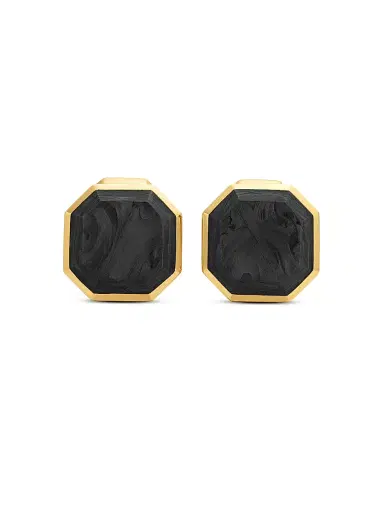 David Yurman Men's Forged Carbon Cufflinks in 18K Yellow Gold, 15.5MM - Forged Carbon | Thumbnail 1 David Yurman Men's Forged Carbon Cufflinks in 18K Yellow Gold, 15.5MM - Forged Carbon | Thumbnail 1