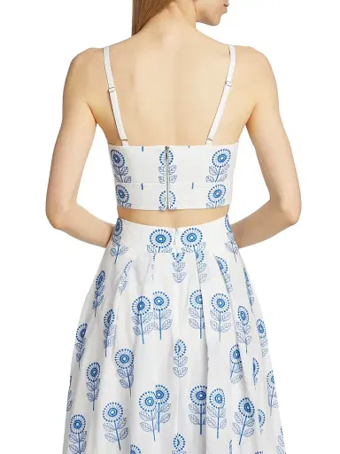 Milly Women's Poppy-Embroidered Cotton Bralette Top - White Blue | Thumbnail 5 Milly Women's Poppy-Embroidered Cotton Bralette Top - White Blue | Thumbnail 5