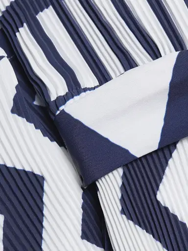 Milly Women's Liv Patchwork Chevron Pleated Dress - Navy Multi | Thumbnail 7 Milly Women's Liv Patchwork Chevron Pleated Dress - Navy Multi | Thumbnail 7