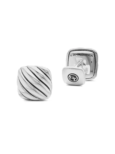 David Yurman Men's Sculpted Cable Cushion Cufflinks in Sterling Silver, 17mm | Thumbnail 3 David Yurman Men's Sculpted Cable Cushion Cufflinks in Sterling Silver, 17mm | Thumbnail 3