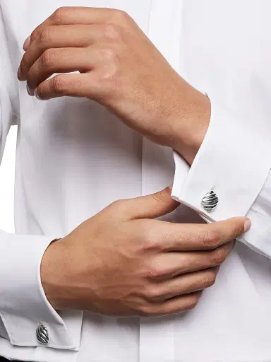 David Yurman Men's Sculpted Cable Cushion Cufflinks in Sterling Silver, 17mm | Thumbnail 6 David Yurman Men's Sculpted Cable Cushion Cufflinks in Sterling Silver, 17mm | Thumbnail 6
