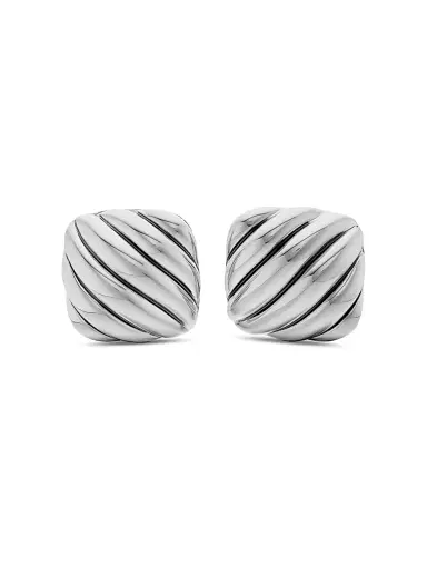 David Yurman Men's Sculpted Cable Cushion Cufflinks in Sterling Silver, 17mm | Thumbnail 1 David Yurman Men's Sculpted Cable Cushion Cufflinks in Sterling Silver, 17mm | Thumbnail 1
