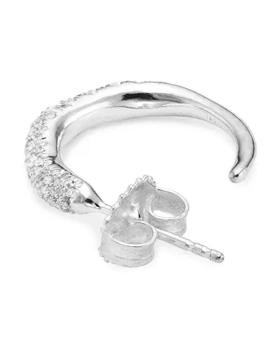 Ippolita Women's Stardust Squiggle Silver & Diamond Hoop Earrings - Silver | Thumbnail 3 Ippolita Women's Stardust Squiggle Silver & Diamond Hoop Earrings - Silver | Thumbnail 3