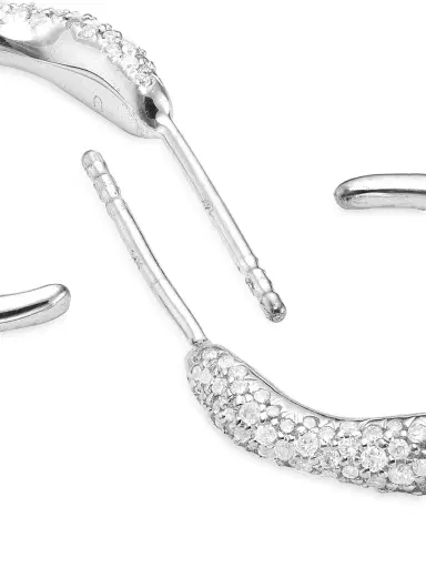 Ippolita Women's Stardust Squiggle Silver & Diamond Hoop Earrings - Silver | Thumbnail 4 Ippolita Women's Stardust Squiggle Silver & Diamond Hoop Earrings - Silver | Thumbnail 4