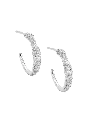Ippolita Women's Stardust Squiggle Silver & Diamond Hoop Earrings - Silver | Thumbnail 1 Ippolita Women's Stardust Squiggle Silver & Diamond Hoop Earrings - Silver | Thumbnail 1