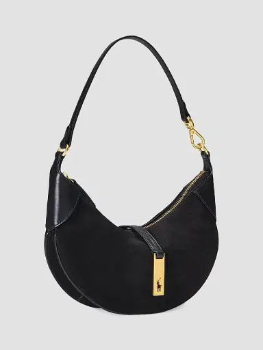 Polo Ralph Lauren Women's Mini ID Suede & Leather Shoulder Bag - Black | Thumbnail 3 Polo Ralph Lauren Women's Mini ID Suede & Leather Shoulder Bag - Black | Thumbnail 3