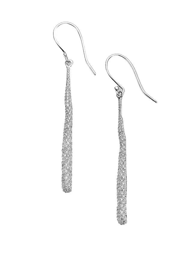 Women's Stardust Squiggle Stick Silver & Diamond Pavé Earrings - Silver Women's Stardust Squiggle Stick Silver & Diamond Pavé Earrings - Silver