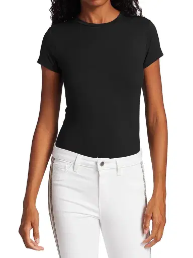 L'AGENCE Women's Ressi Crewneck Tee - Black | Thumbnail 3 L'AGENCE Women's Ressi Crewneck Tee - Black | Thumbnail 3