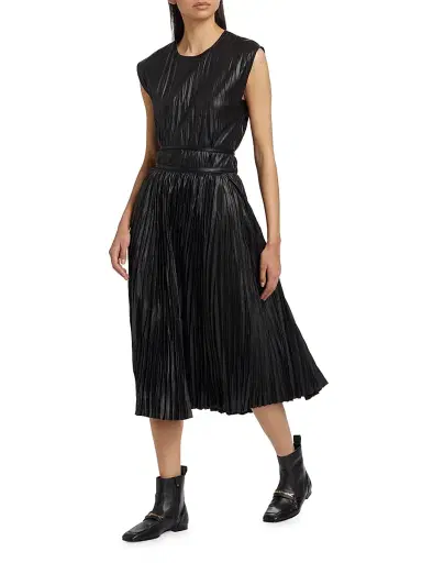 Proenza Schouler White Label Women's Lyra Pleated Faux Leather Top - Black | Thumbnail 2 Proenza Schouler White Label Women's Lyra Pleated Faux Leather Top - Black | Thumbnail 2
