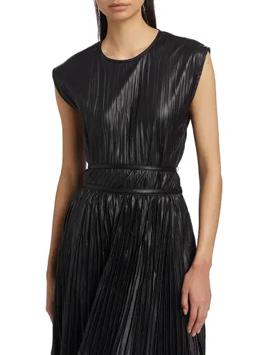 Proenza Schouler White Label Women's Lyra Pleated Faux Leather Top - Black | Thumbnail 3 Proenza Schouler White Label Women's Lyra Pleated Faux Leather Top - Black | Thumbnail 3