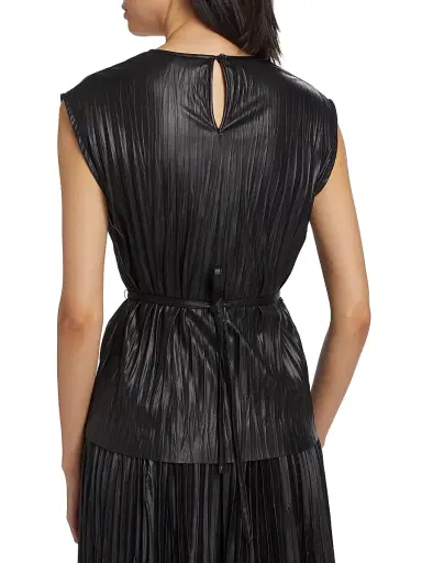 Proenza Schouler White Label Women's Lyra Pleated Faux Leather Top - Black | Thumbnail 5 Proenza Schouler White Label Women's Lyra Pleated Faux Leather Top - Black | Thumbnail 5