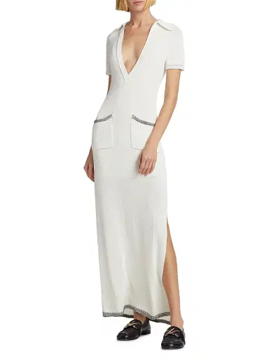 Proenza Schouler Women's Auden Plunging V-Neck Knit Maxi Dress - White | Thumbnail 2 Proenza Schouler Women's Auden Plunging V-Neck Knit Maxi Dress - White | Thumbnail 2