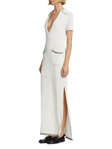 Proenza Schouler Women's Auden Plunging V-Neck Knit Maxi Dress - White | Thumbnail 3 Proenza Schouler Women's Auden Plunging V-Neck Knit Maxi Dress - White | Thumbnail 3