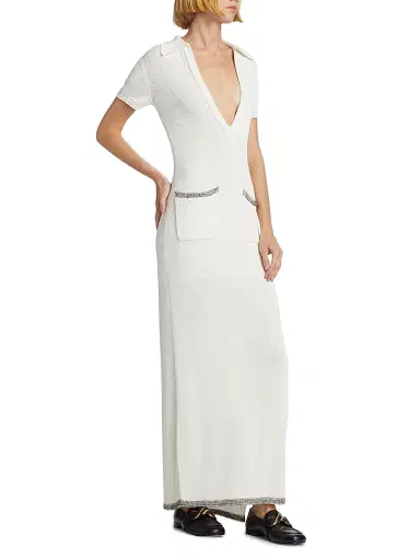Proenza Schouler Women's Auden Plunging V-Neck Knit Maxi Dress - White | Thumbnail 4 Proenza Schouler Women's Auden Plunging V-Neck Knit Maxi Dress - White | Thumbnail 4
