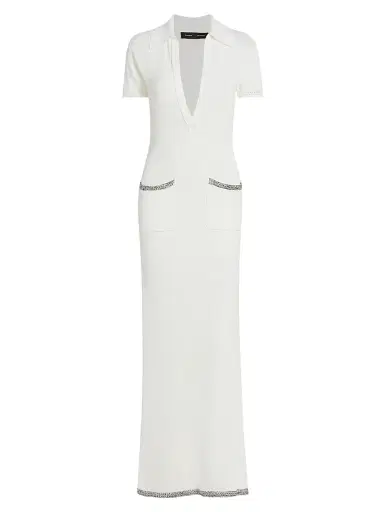 Proenza Schouler Women's Auden Plunging V-Neck Knit Maxi Dress - White | Thumbnail 1 Proenza Schouler Women's Auden Plunging V-Neck Knit Maxi Dress - White | Thumbnail 1
