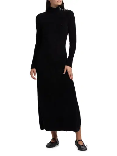 Proenza Schouler White Label Women's Jude Chenille Long-Sleeve Maxi Dress - Black | Thumbnail 3 Proenza Schouler White Label Women's Jude Chenille Long-Sleeve Maxi Dress - Black | Thumbnail 3
