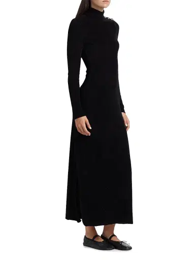 Proenza Schouler White Label Women's Jude Chenille Long-Sleeve Maxi Dress - Black | Thumbnail 4 Proenza Schouler White Label Women's Jude Chenille Long-Sleeve Maxi Dress - Black | Thumbnail 4