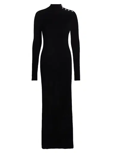 Proenza Schouler White Label Women's Jude Chenille Long-Sleeve Maxi Dress - Black | Thumbnail 1 Proenza Schouler White Label Women's Jude Chenille Long-Sleeve Maxi Dress - Black | Thumbnail 1