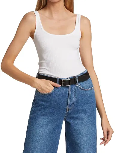 rag & bone Women's The Essential Rib Scoop Neck Tank - White | Thumbnail 3 rag & bone Women's The Essential Rib Scoop Neck Tank - White | Thumbnail 3