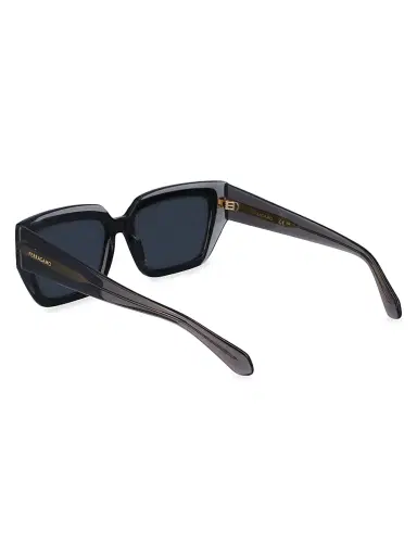 FERRAGAMO Women's Classic Logo 55MM Square Sunglasses - Blue Transparent Grey | Thumbnail 4 FERRAGAMO Women's Classic Logo 55MM Square Sunglasses - Blue Transparent Grey | Thumbnail 4