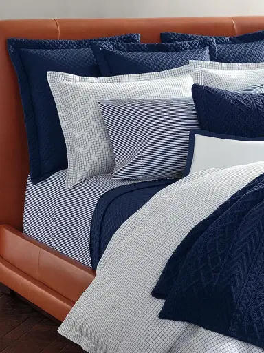 Ralph Lauren Organic Shirting Stripe 400-Thread Count Flat Sheet - Blue Stripe Twin | Thumbnail 3 Ralph Lauren Organic Shirting Stripe 400-Thread Count Flat Sheet - Blue Stripe Twin | Thumbnail 3