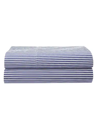 Ralph Lauren Organic Shirting Stripe 400-Thread Count Flat Sheet - Blue Stripe Twin | Thumbnail 1 Ralph Lauren Organic Shirting Stripe 400-Thread Count Flat Sheet - Blue Stripe Twin | Thumbnail 1