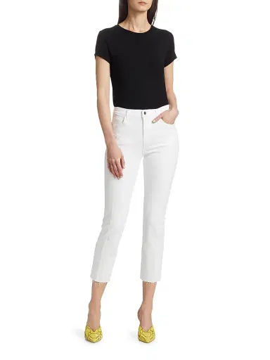 L'AGENCE Women's Sada High-Rise Crop Slim Straight Jeans - Blanc | Thumbnail 2 L'AGENCE Women's Sada High-Rise Crop Slim Straight Jeans - Blanc | Thumbnail 2