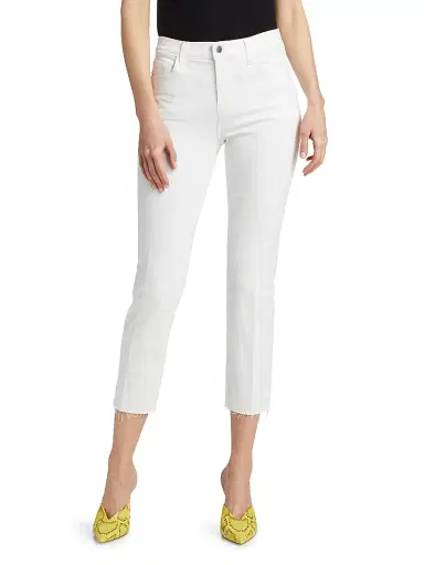 L'AGENCE Women's Sada High-Rise Crop Slim Straight Jeans - Blanc | Thumbnail 3 L'AGENCE Women's Sada High-Rise Crop Slim Straight Jeans - Blanc | Thumbnail 3