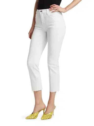 L'AGENCE Women's Sada High-Rise Crop Slim Straight Jeans - Blanc | Thumbnail 4 L'AGENCE Women's Sada High-Rise Crop Slim Straight Jeans - Blanc | Thumbnail 4