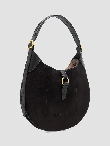 Polo Ralph Lauren Women's Polo ID Suede Shoulder Bag - Black | Thumbnail 5 Polo Ralph Lauren Women's Polo ID Suede Shoulder Bag - Black | Thumbnail 5