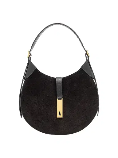 Polo Ralph Lauren Women's Polo ID Suede Shoulder Bag - Black | Thumbnail 1 Polo Ralph Lauren Women's Polo ID Suede Shoulder Bag - Black | Thumbnail 1