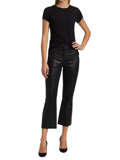 L'AGENCE Women's Kendra Coated High-Rise Crop Flare Pants - Noir Coated | Thumbnail 2 L'AGENCE Women's Kendra Coated High-Rise Crop Flare Pants - Noir Coated | Thumbnail 2