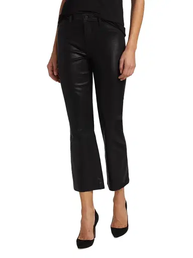 L'AGENCE Women's Kendra Coated High-Rise Crop Flare Pants - Noir Coated | Thumbnail 3 L'AGENCE Women's Kendra Coated High-Rise Crop Flare Pants - Noir Coated | Thumbnail 3