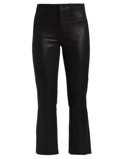 L'AGENCE Women's Kendra Coated High-Rise Crop Flare Pants - Noir Coated | Thumbnail 1 L'AGENCE Women's Kendra Coated High-Rise Crop Flare Pants - Noir Coated | Thumbnail 1