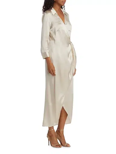 L'AGENCE Women's Kadi Silk Wrap Dress - Champagne | Thumbnail 3 L'AGENCE Women's Kadi Silk Wrap Dress - Champagne | Thumbnail 3
