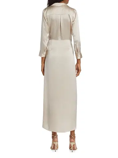 L'AGENCE Women's Kadi Silk Wrap Dress - Champagne | Thumbnail 5 L'AGENCE Women's Kadi Silk Wrap Dress - Champagne | Thumbnail 5