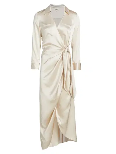 L'AGENCE Women's Kadi Silk Wrap Dress - Champagne | Thumbnail 1 L'AGENCE Women's Kadi Silk Wrap Dress - Champagne | Thumbnail 1