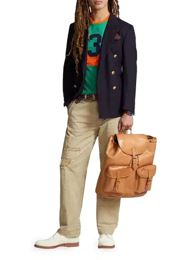 Polo Ralph Lauren Men's Heritage Leather Backpack - Tan | Thumbnail 2 Polo Ralph Lauren Men's Heritage Leather Backpack - Tan | Thumbnail 2