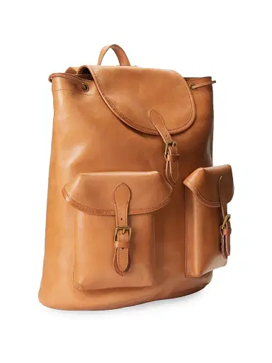 Polo Ralph Lauren Men's Heritage Leather Backpack - Tan | Thumbnail 5 Polo Ralph Lauren Men's Heritage Leather Backpack - Tan | Thumbnail 5