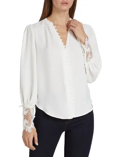 L'AGENCE Women's Ava Lace Cuff Blouse - | Thumbnail 3 L'AGENCE Women's Ava Lace Cuff Blouse - | Thumbnail 3