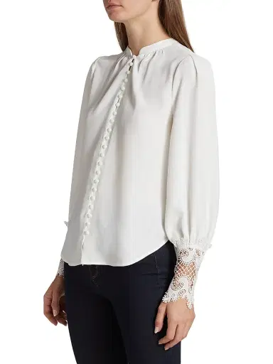 L'AGENCE Women's Ava Lace Cuff Blouse - | Thumbnail 4 L'AGENCE Women's Ava Lace Cuff Blouse - | Thumbnail 4