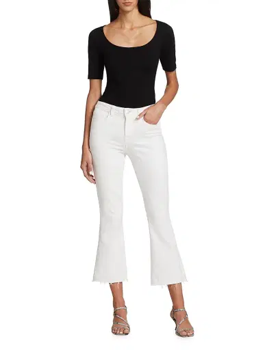 L'AGENCE Women's Kendra Cropped Flare Jeans - Blanc | Thumbnail 2 L'AGENCE Women's Kendra Cropped Flare Jeans - Blanc | Thumbnail 2
