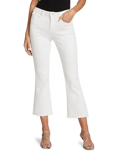 L'AGENCE Women's Kendra Cropped Flare Jeans - Blanc | Thumbnail 3 L'AGENCE Women's Kendra Cropped Flare Jeans - Blanc | Thumbnail 3