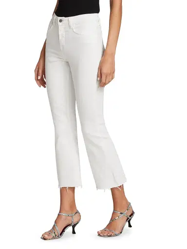L'AGENCE Women's Kendra Cropped Flare Jeans - Blanc | Thumbnail 4 L'AGENCE Women's Kendra Cropped Flare Jeans - Blanc | Thumbnail 4