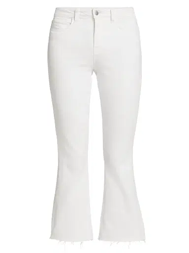 L'AGENCE Women's Kendra Cropped Flare Jeans - Blanc | Thumbnail 1 L'AGENCE Women's Kendra Cropped Flare Jeans - Blanc | Thumbnail 1