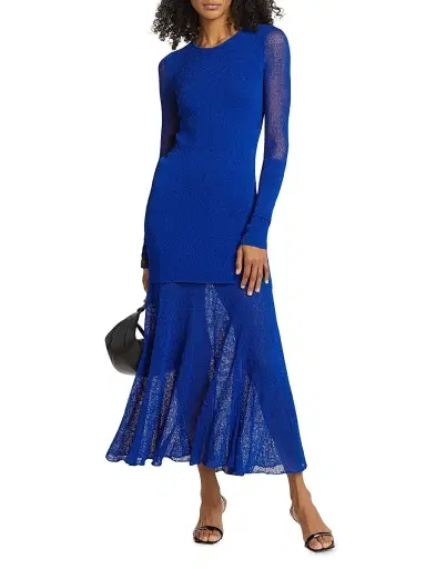 Proenza Schouler Women's Anita Long-Sleeve Knit Maxi Dress - Bright Blue | Thumbnail 3 Proenza Schouler Women's Anita Long-Sleeve Knit Maxi Dress - Bright Blue | Thumbnail 3