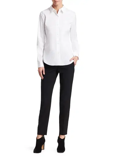 Theory Women's Tenia Luxe Cotton Shirt - White | Thumbnail 2 Theory Women's Tenia Luxe Cotton Shirt - White | Thumbnail 2