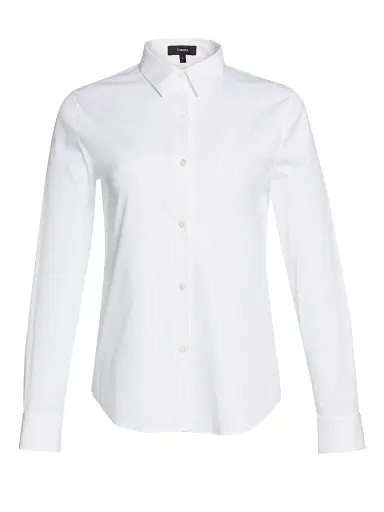 Theory Women's Tenia Luxe Cotton Shirt - White | Thumbnail 7 Theory Women's Tenia Luxe Cotton Shirt - White | Thumbnail 7