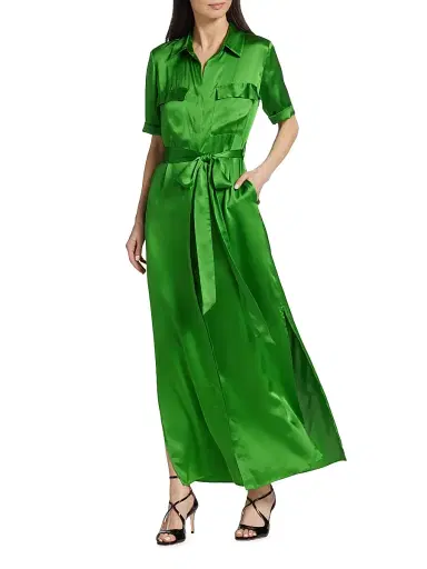 L'AGENCE Women's Klement Satin Maxi Shirtdress - Dusky Orchid | Thumbnail 2 L'AGENCE Women's Klement Satin Maxi Shirtdress - Dusky Orchid | Thumbnail 2